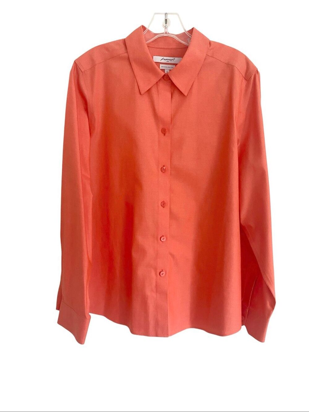 Foxcroft Heritage Non-Iron100% Cotton Orange Button Down Shirt Sz 16 Shaped
